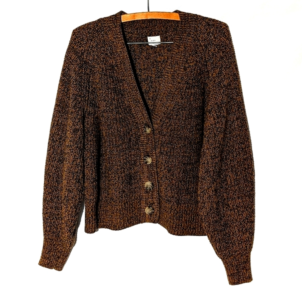 A New Day - Relaxed Fit Cardigan, Dark Yellow and Black Knit Button Down